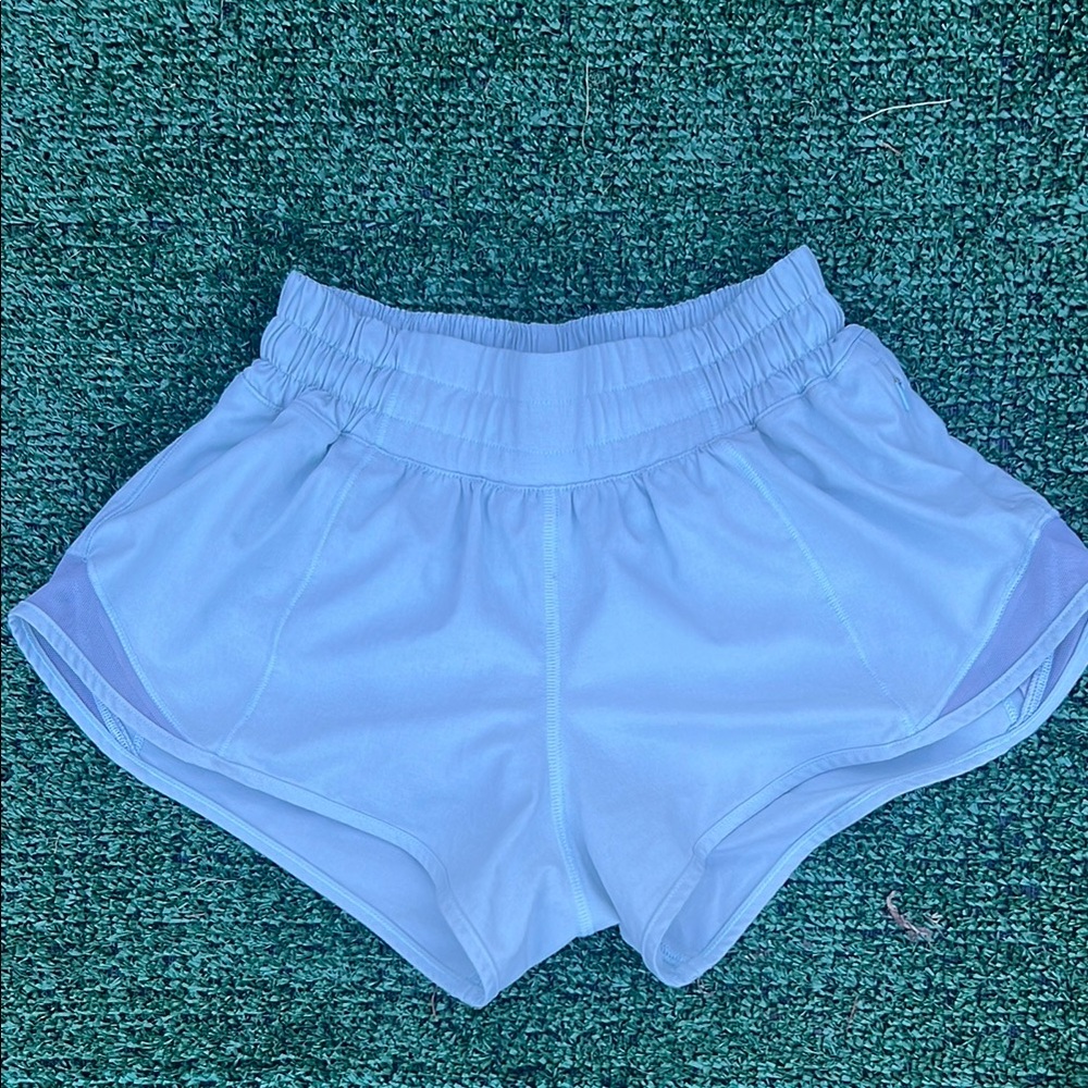Lululemon Hotty Hot shorts low rise 2.5 inch light blue